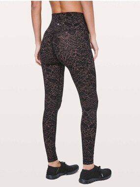 Lululemon Align Pant Full Length 28" Lacescape Spanish Rose Black Size 6